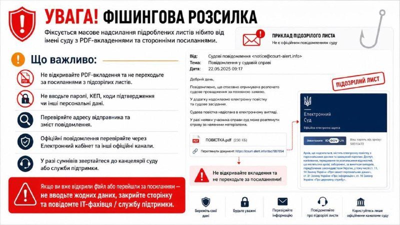 Поширено фальшиві електронні повістки від імені судів